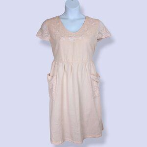 April Cornell Pink Linen & Cotton Blend Dress